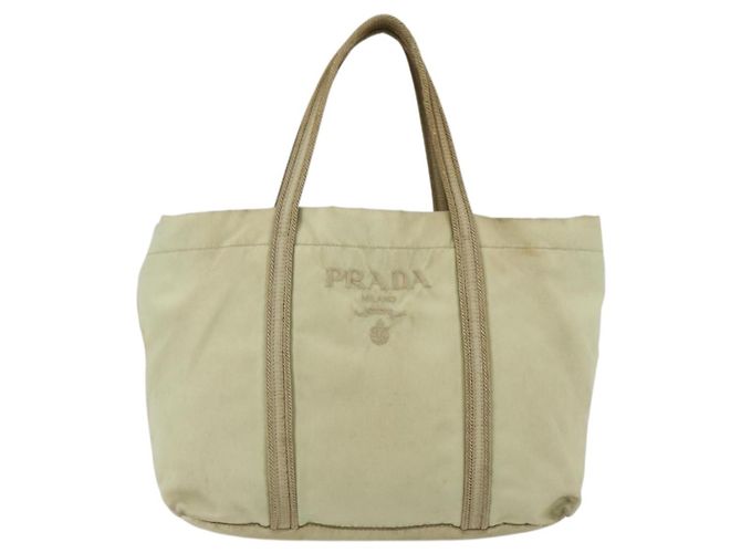 PRADA Borsa a mano in nylon crema argento Auth bs33166 Crudo - vista 13