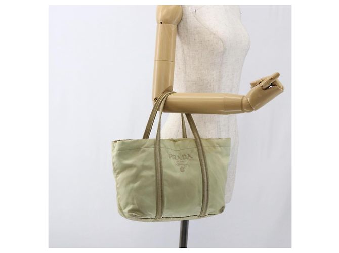 PRADA Borsa a mano in nylon crema argento Auth bs33166 Crudo - vista 23