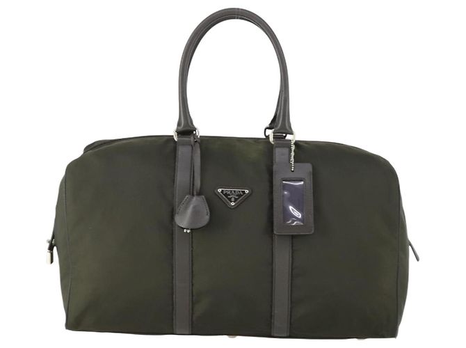 Borsa Boston PRADA in nylon khaki argento autentica mr1945 Cachi - vista 13