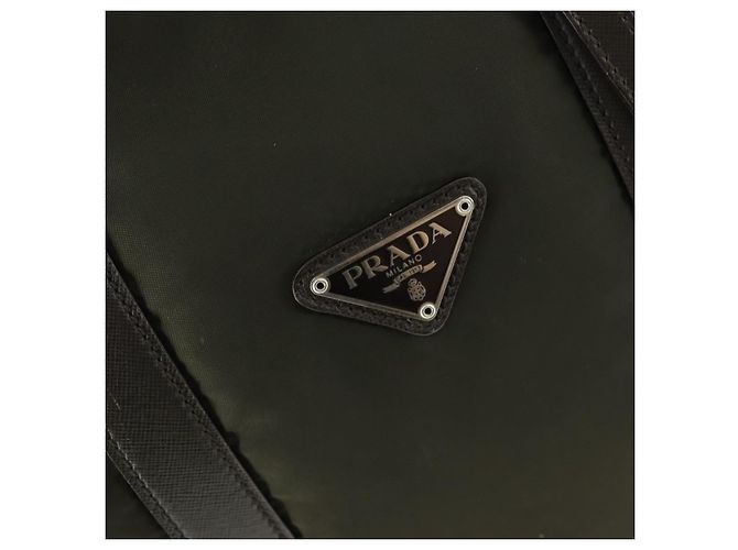 Borsa Boston PRADA in nylon khaki argento autentica mr1945 Cachi - vista 19