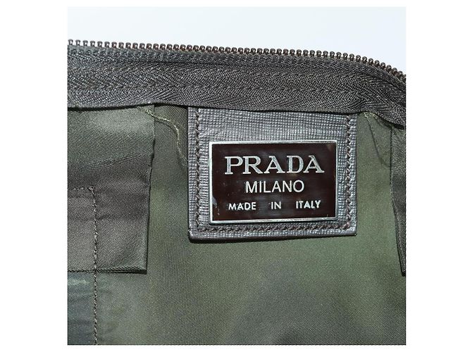 Borsa Boston PRADA in nylon khaki argento autentica mr1945 Cachi - vista 22
