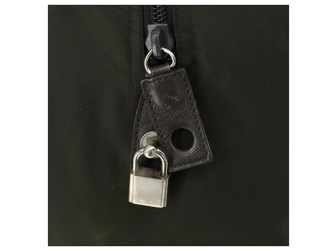 Borsa Boston PRADA in nylon khaki argento autentica mr1945 Cachi - vista 9