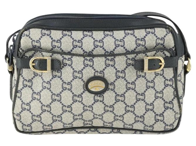 Borsa a Spalla GUCCI GG Plus Supreme PVC Blu Navy Oro Auth SW2094 D'oro - vista 2