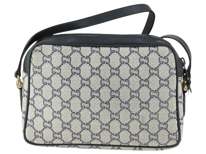 Borsa a Spalla GUCCI GG Plus Supreme PVC Blu Navy Oro Auth SW2094 D'oro - vista 3