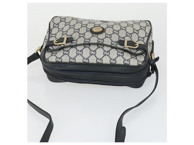 Borsa a Spalla GUCCI GG Plus Supreme PVC Blu Navy Oro Auth SW2094 D'oro - vista 6