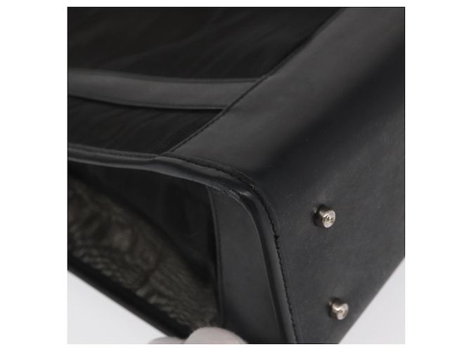 Bolsa de mão em malha de couro preto GUCCI 002 1705 0405 Auth 170256 - vista 10