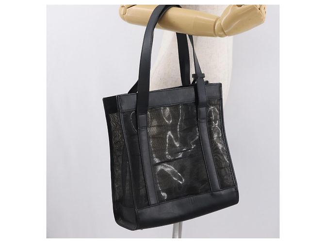 Bolsa de mão em malha de couro preto GUCCI 002 1705 0405 Auth 170256 - vista 23