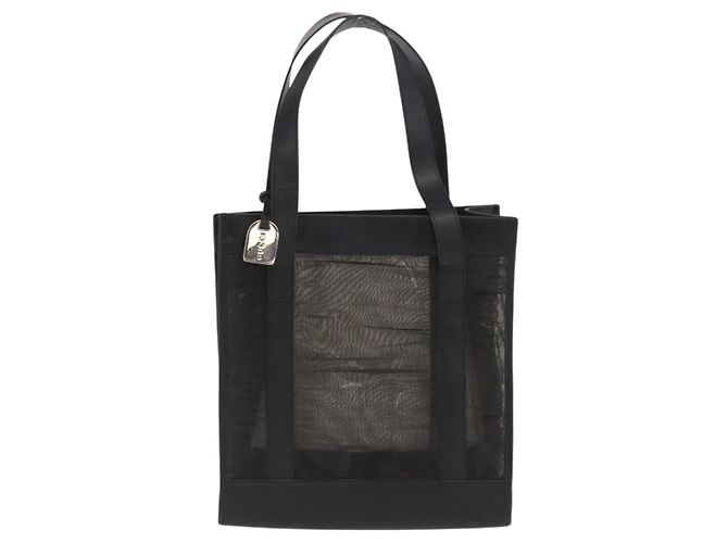 Bolsa de mão em malha de couro preto GUCCI 002 1705 0405 Auth 170256 - vista 3