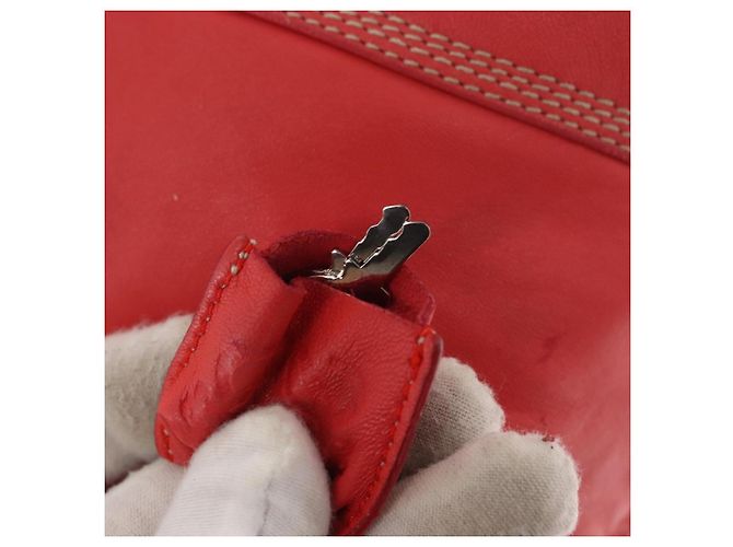LOEWE Anagram Americana 28 Borsa a mano in pelle rossa argento Auth hk3375 Rosso - vista 10