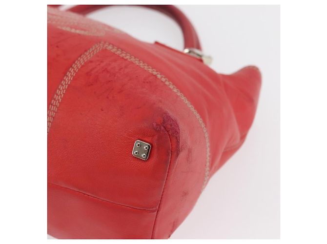 LOEWE Anagram Americana 28 Borsa a mano in pelle rossa argento Auth hk3375 Rosso - vista 14