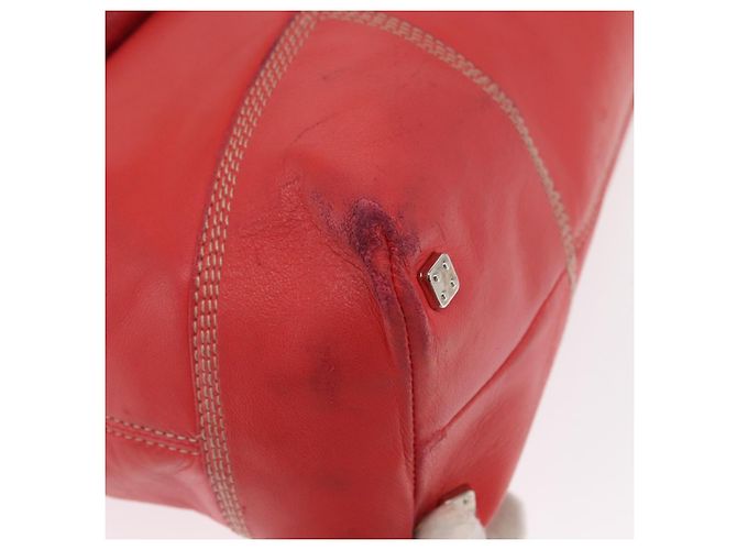LOEWE Anagram Americana 28 Borsa a mano in pelle rossa argento Auth hk3375 Rosso - vista 15