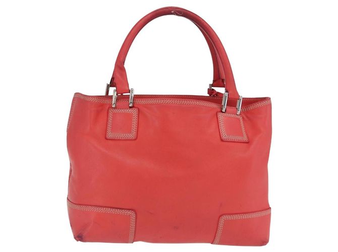 LOEWE Anagram Americana 28 Borsa a mano in pelle rossa argento Auth hk3375 Rosso - vista 2