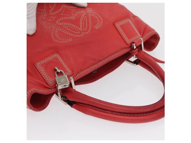 LOEWE Anagram Americana 28 Borsa a mano in pelle rossa argento Auth hk3375 Rosso - vista 6