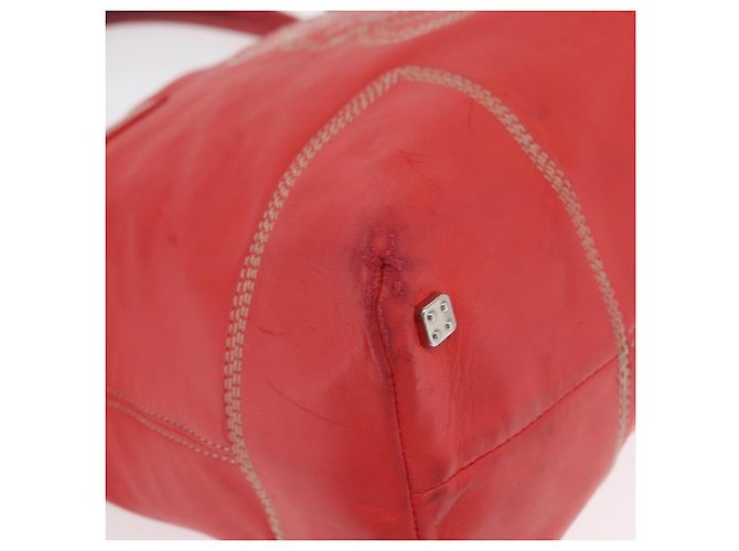 LOEWE Anagram Americana 28 Borsa a mano in pelle rossa argento Auth hk3375 Rosso - vista 9