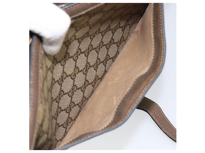Gucci Borsa GG Supreme Web Sherry Line PVC Beige Oro 02 14 013 Auth 170488 D'oro - vista 24