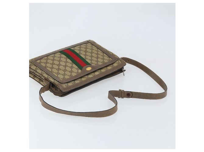 Gucci Borsa GG Supreme Web Sherry Line PVC Beige Oro 02 14 013 Auth 170488 D'oro - vista 7