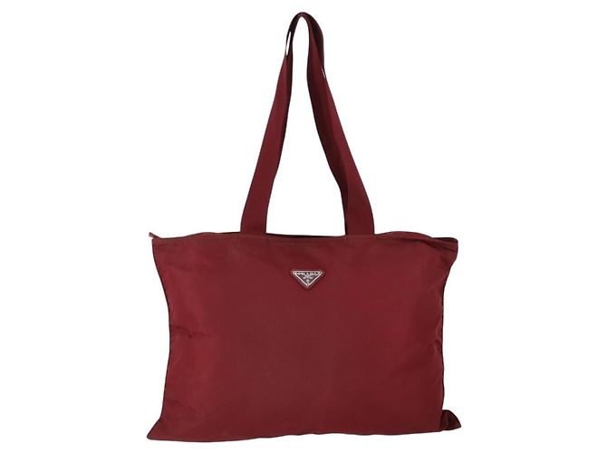 PRADA Schultertasche Nylon Rot Silber Auth BA9935 - Ansicht 13