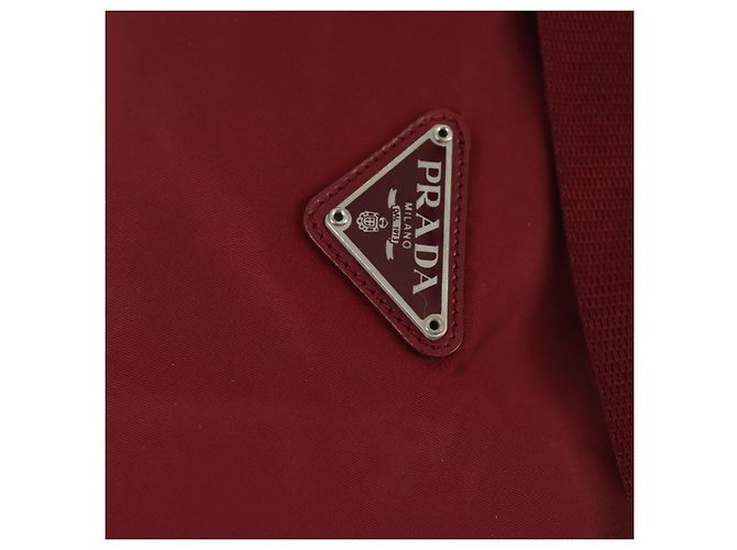 PRADA Schultertasche Nylon Rot Silber Auth BA9935 - Ansicht 17