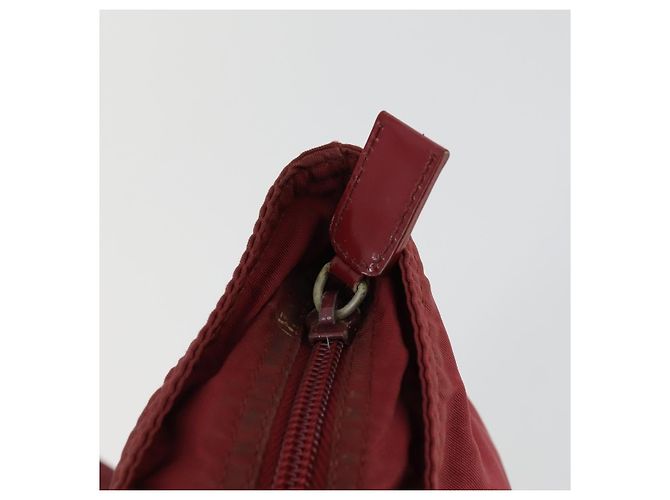 PRADA Schultertasche Nylon Rot Silber Auth BA9935 - Ansicht 18