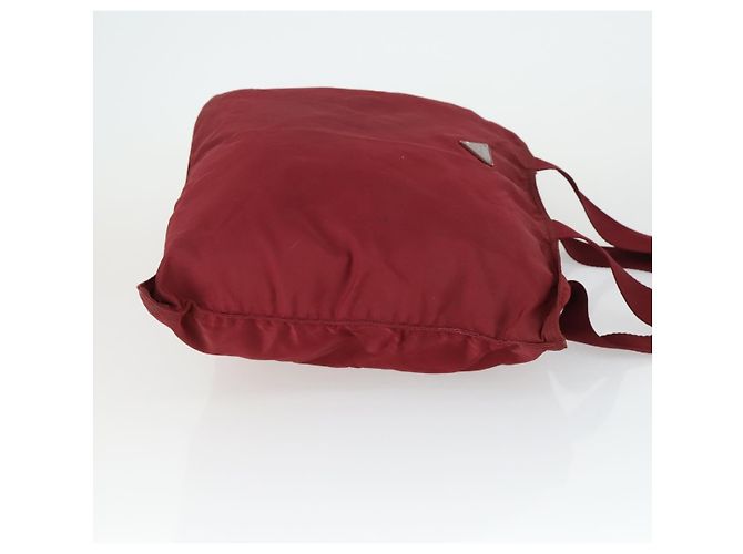 PRADA Schultertasche Nylon Rot Silber Auth BA9935 - Ansicht 3