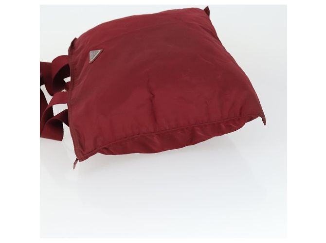 PRADA Schultertasche Nylon Rot Silber Auth BA9935 - Ansicht 4