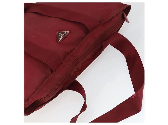 PRADA Schultertasche Nylon Rot Silber Auth BA9935 - Ansicht 6