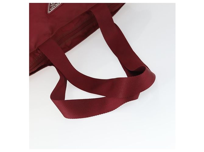PRADA Schultertasche Nylon Rot Silber Auth BA9935 - Ansicht 7