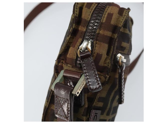 Borsa a Spalla in Tela Zucca FENDI Nera e Marrone Auth ep13292 Nero - vista 10