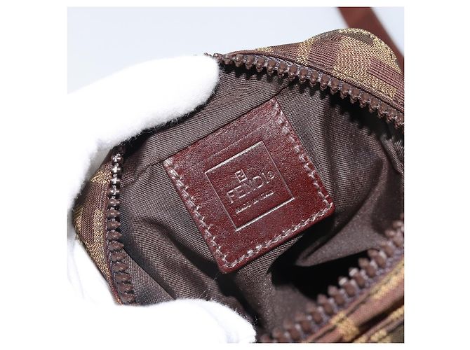 Borsa a Spalla in Tela Zucca FENDI Nera e Marrone Auth ep13292 Nero - vista 18