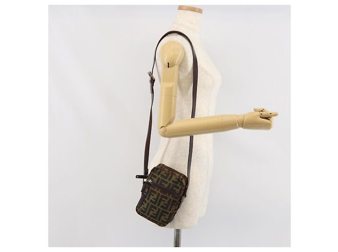 Borsa a Spalla in Tela Zucca FENDI Nera e Marrone Auth ep13292 Nero - vista 23