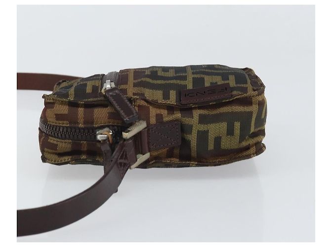 Borsa a Spalla in Tela Zucca FENDI Nera e Marrone Auth ep13292 Nero - vista 4