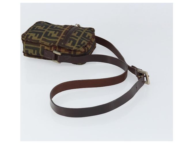 Borsa a Spalla in Tela Zucca FENDI Nera e Marrone Auth ep13292 Nero - vista 7