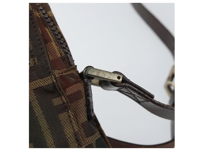 Borsa a Spalla in Tela Zucca FENDI Nera e Marrone Auth ep13292 Nero - vista 9