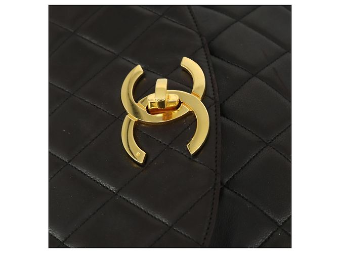 CHANEL Mochila Matelassé de Piel de Cordero Marrón Oscuro Oro CC Auth ki6346 Dorado - vista 14