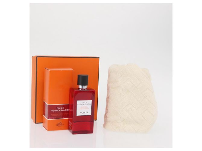 Hermès HERMES Eau de Barbe Scarlatta Set Regalo Fazzoletti Cotone Beige Auth 167972 - vista 14