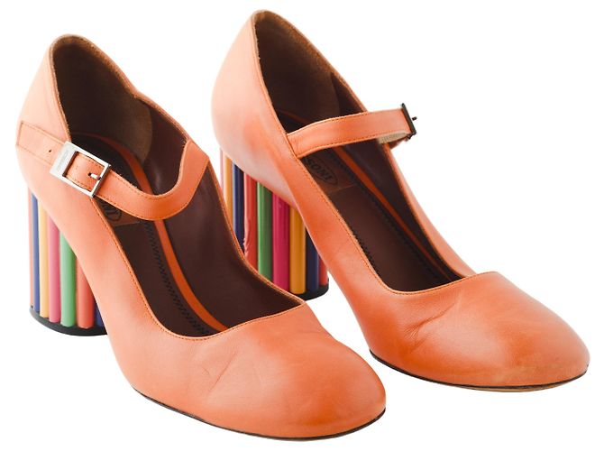 Missoni arancione con un tacco a blocco a righe multicolore distintivo - vista 2