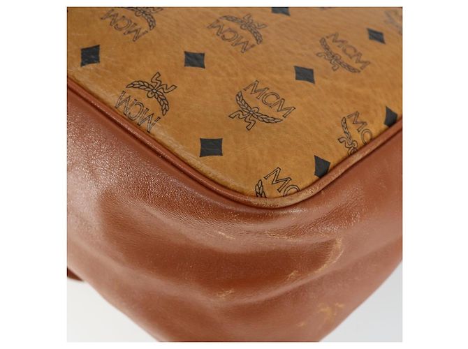 Borsa a Spalla MCM Vicetos Logogram in Pelle PVC Marrone Oro Auth BA9893 D'oro - vista 12