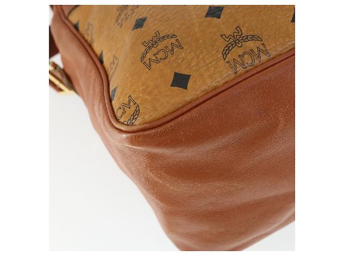 Borsa a Spalla MCM Vicetos Logogram in Pelle PVC Marrone Oro Auth BA9893 D'oro - vista 13