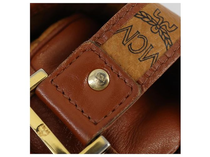Borsa a Spalla MCM Vicetos Logogram in Pelle PVC Marrone Oro Auth BA9893 D'oro - vista 14