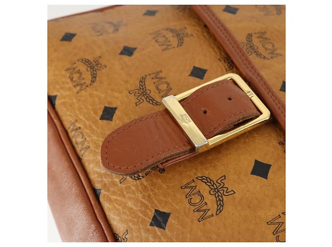Borsa a Spalla MCM Vicetos Logogram in Pelle PVC Marrone Oro Auth BA9893 D'oro - vista 15