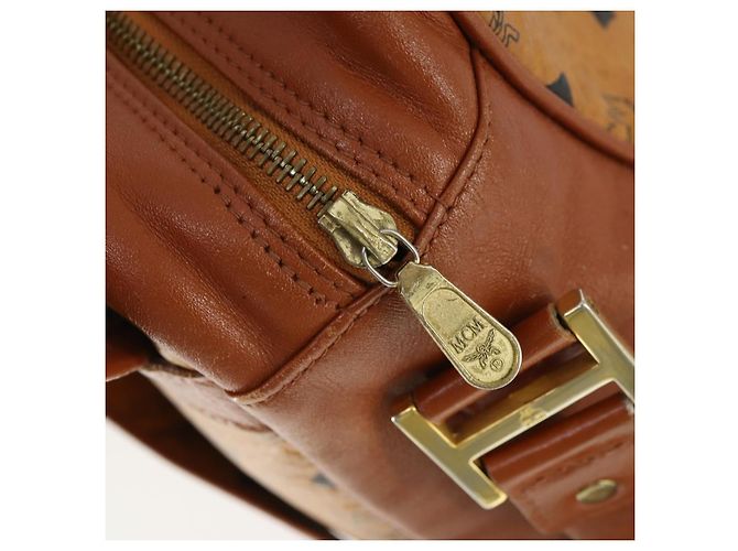 Borsa a Spalla MCM Vicetos Logogram in Pelle PVC Marrone Oro Auth BA9893 D'oro - vista 17