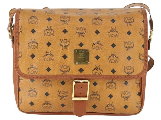 Borsa a Spalla MCM Vicetos Logogram in Pelle PVC Marrone Oro Auth BA9893 D'oro - vista 2