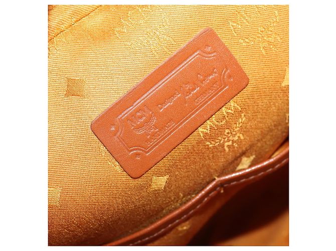 Borsa a Spalla MCM Vicetos Logogram in Pelle PVC Marrone Oro Auth BA9893 D'oro - vista 21