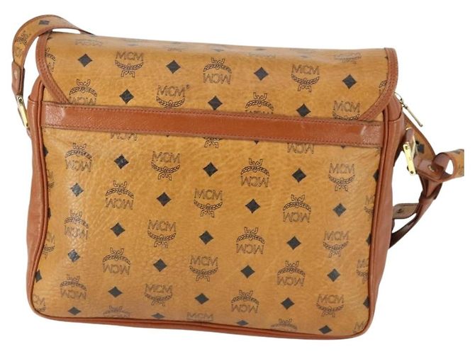 Borsa a Spalla MCM Vicetos Logogram in Pelle PVC Marrone Oro Auth BA9893 D'oro - vista 3