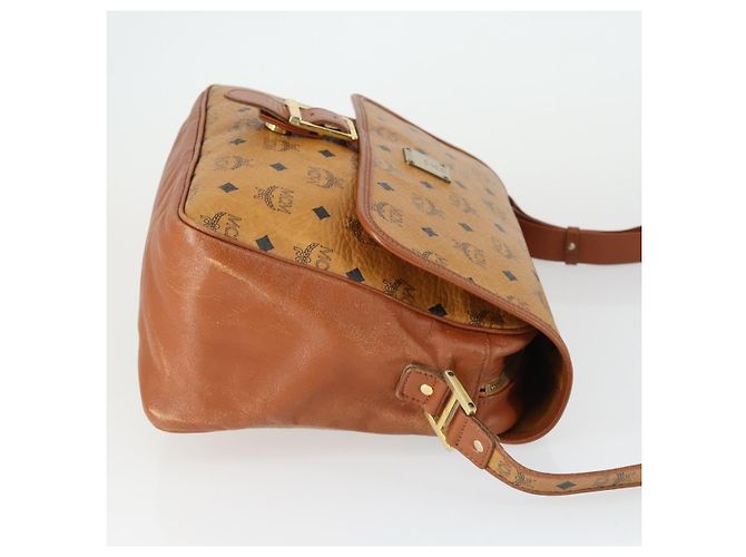 Borsa a Spalla MCM Vicetos Logogram in Pelle PVC Marrone Oro Auth BA9893 D'oro - vista 4