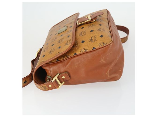 Borsa a Spalla MCM Vicetos Logogram in Pelle PVC Marrone Oro Auth BA9893 D'oro - vista 5