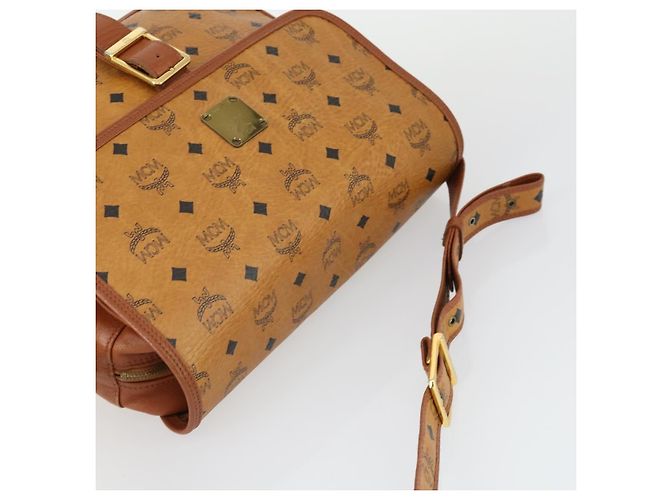 Borsa a Spalla MCM Vicetos Logogram in Pelle PVC Marrone Oro Auth BA9893 D'oro - vista 6