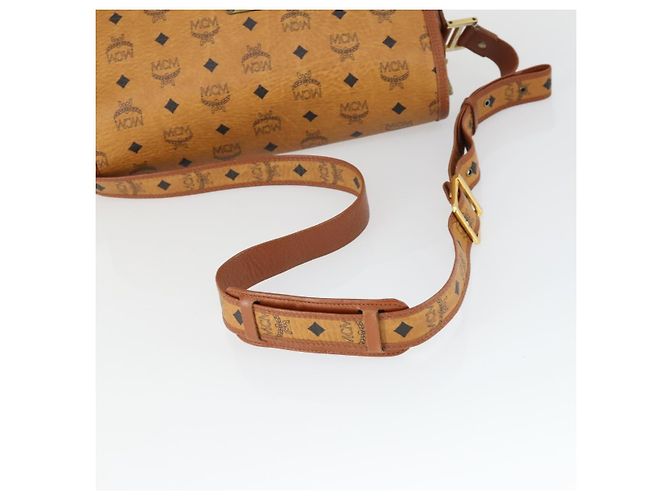 Borsa a Spalla MCM Vicetos Logogram in Pelle PVC Marrone Oro Auth BA9893 D'oro - vista 7