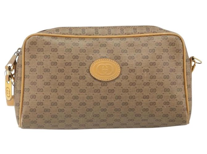 Gucci Borsa a spalla Micro GG Supreme in PVC Beige Oro Auth 170584 D'oro - vista 2