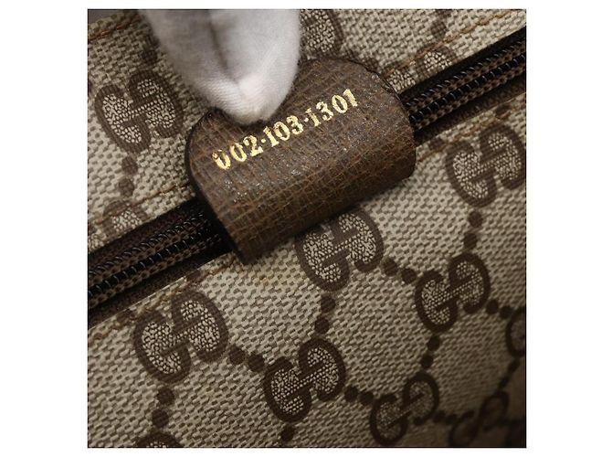 Gucci Borsa Tote GG Supreme in PVC Beige Oro 002 103 1301 Auth ka2063 - vista 22
